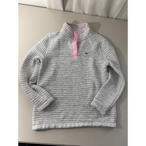 Vineyard vines pullover quarter zip light gray/ pink sweatshirt size med